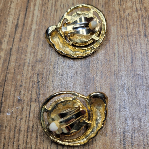 vintage 80s gold earrings - Picture 3 of 4